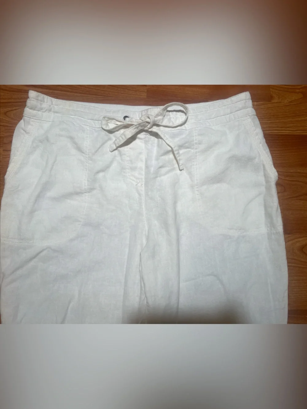 Per Se Linen Rayon Blend White Pull On Pants Size Large Elastic Waist - Picture 5 of 8